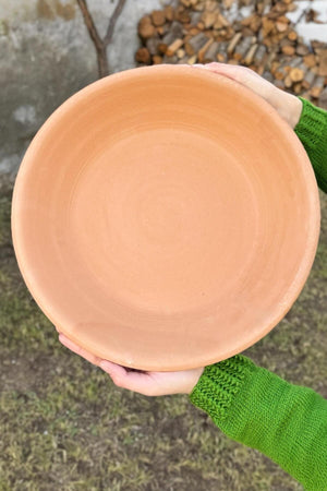 El Yapımı Toprak Çiğ Köfte Tepsisi Güveç Tava Orta Boy 40 cm Turuncu