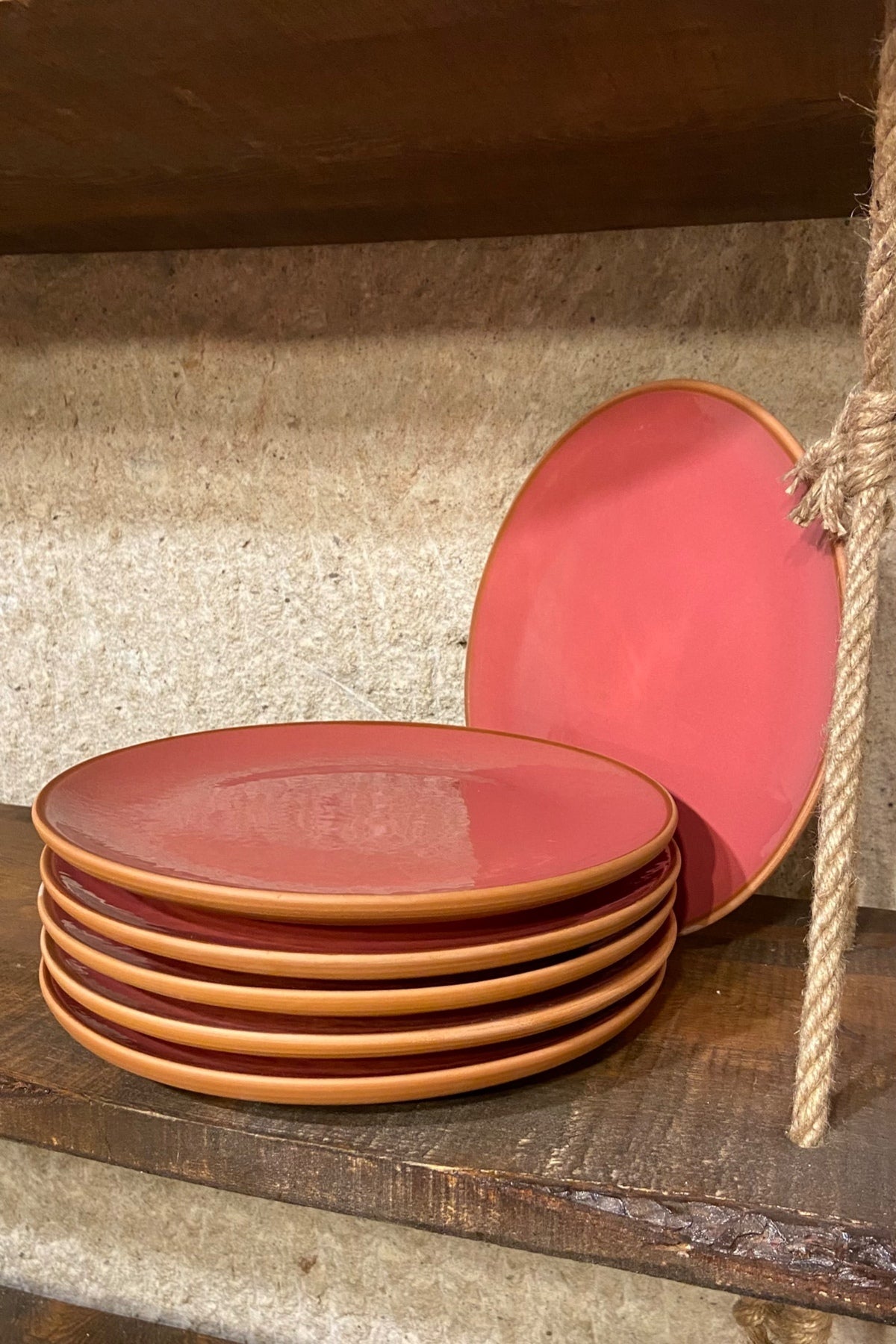 6'lı Toprak Servis Tabağı Pembe 25 Cm