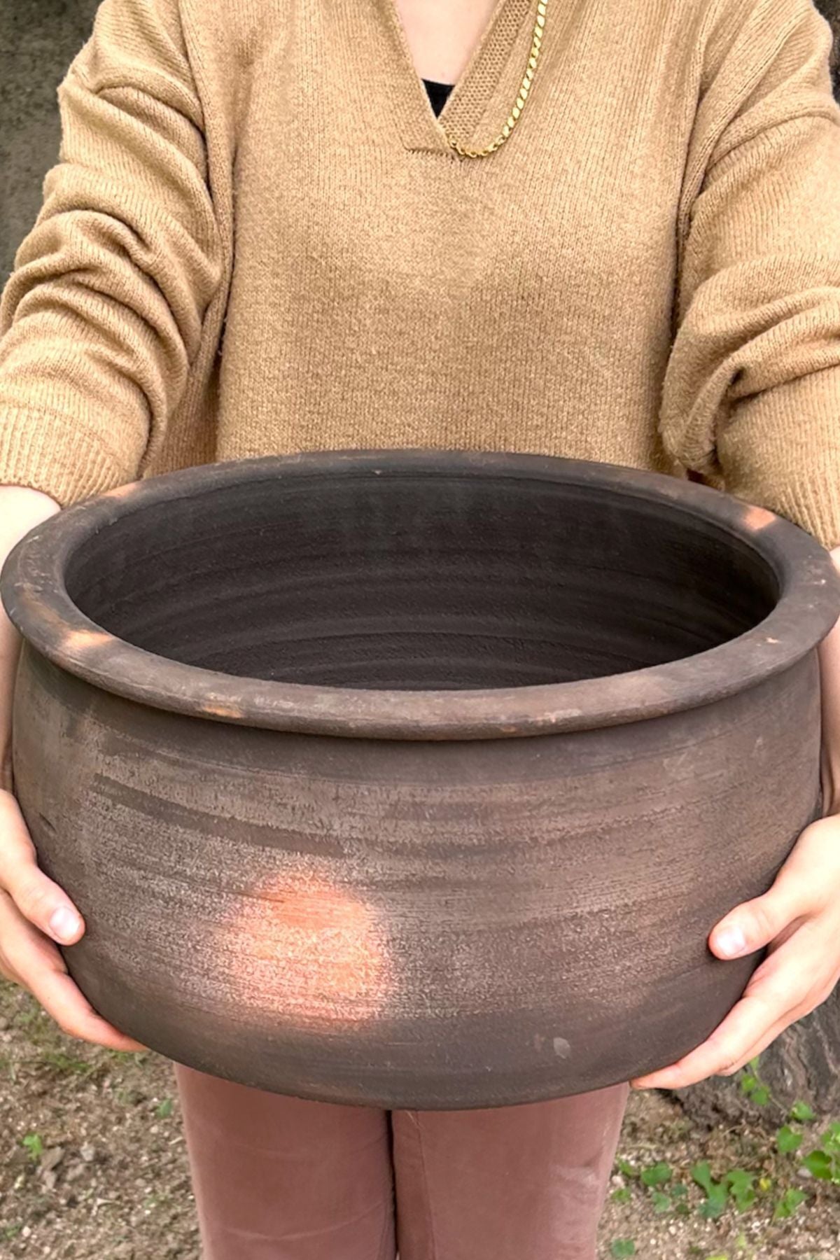 Doğal Toprak Kuzuluk Güveç Tencere 30-35 Kişilik 20 Litre 40x20 Cm (KAPAKSIZ)