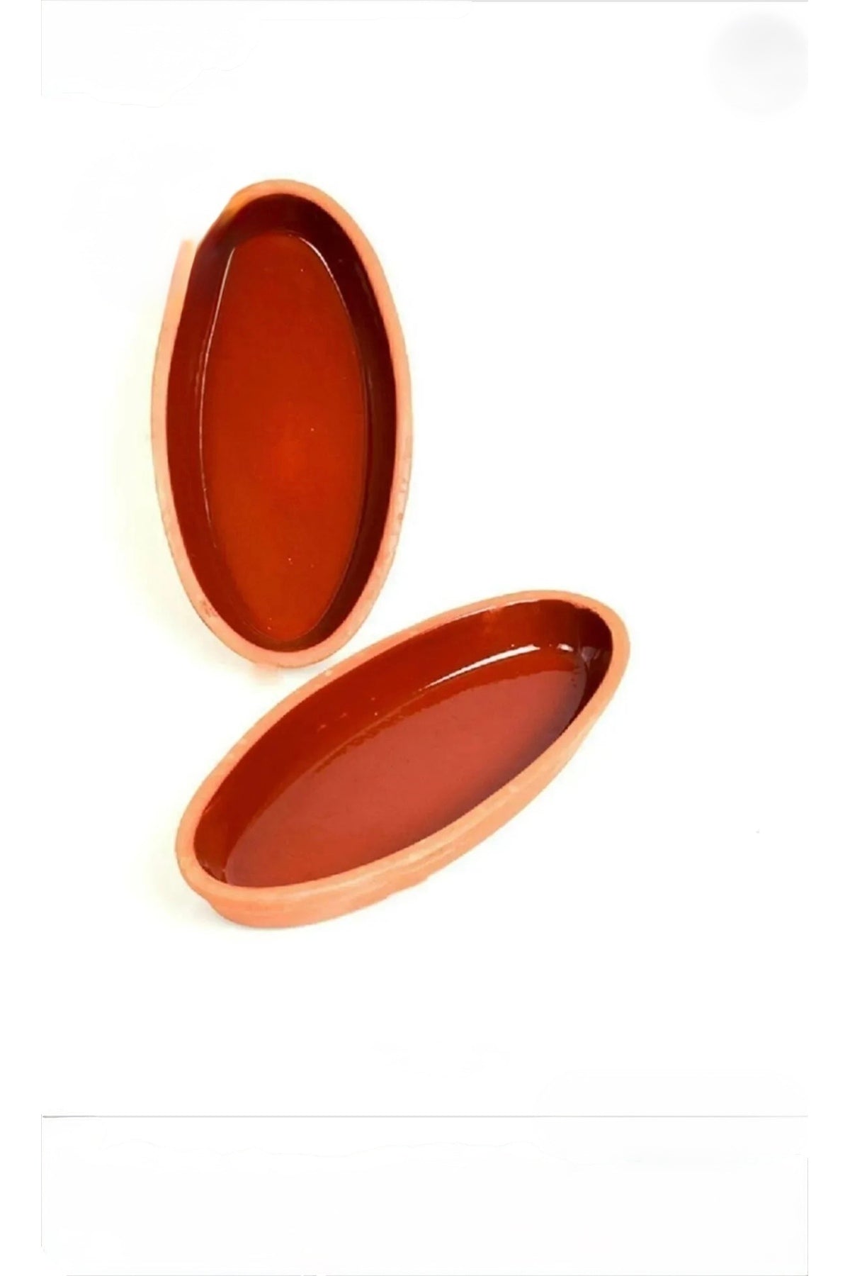 Toprak içi sırlı oval güveç, balık tavası, 2 adet, büyük boy (29cm)