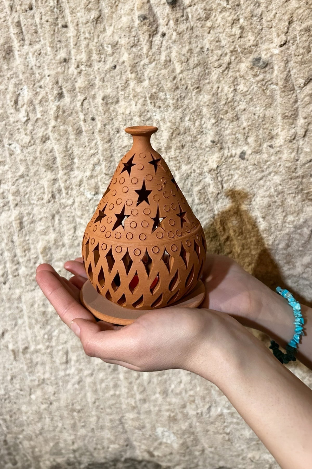 İkili Toprak El Yapımı Dekoratif Tasarım Tabaklı Mumluk Set, Dekoratif Mumluk, Tealight Mumluk