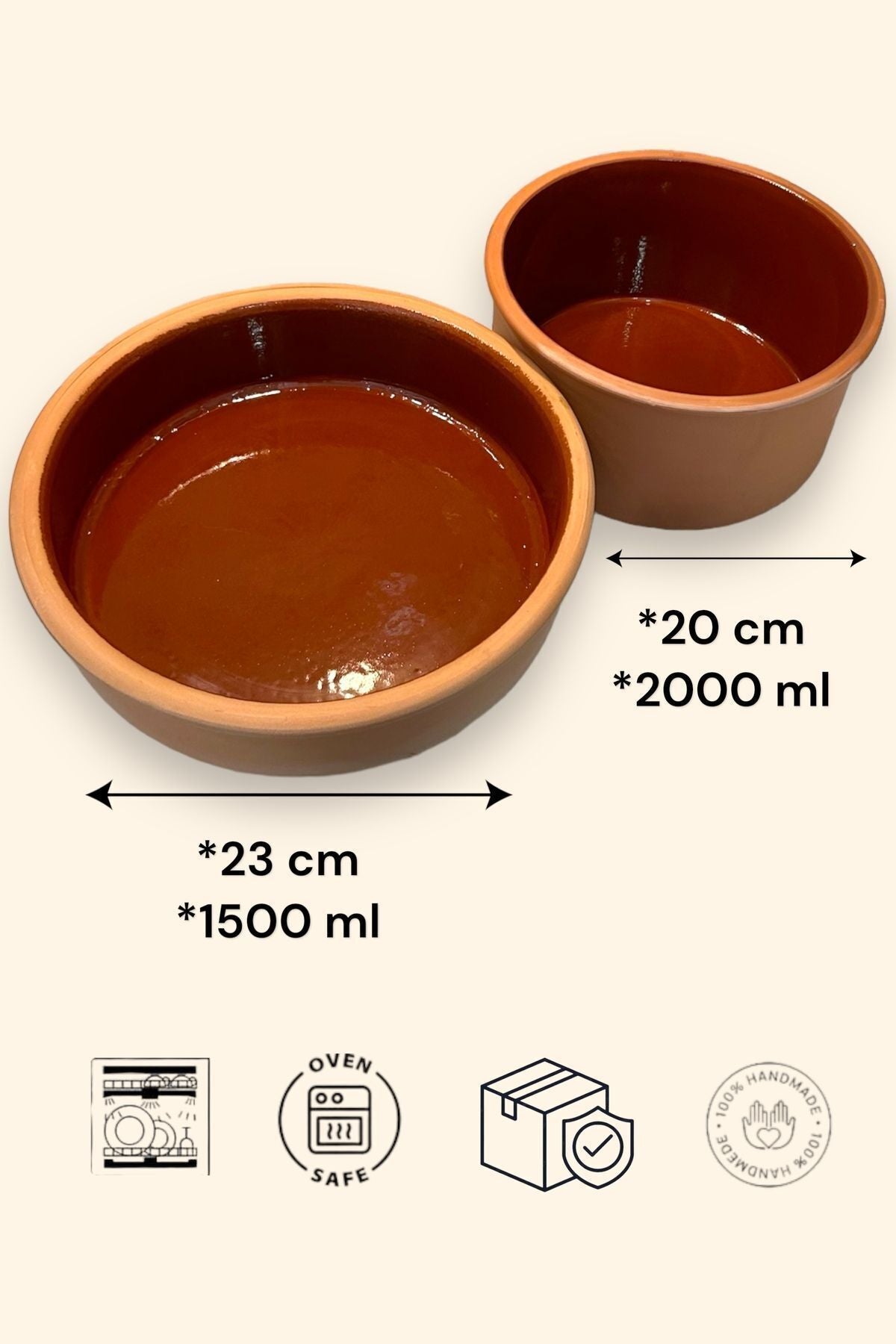 Yoğurt Mayalama Güveci Seti- Çok Amaçlı Fırın Kabı 23 Cm 20 Cm