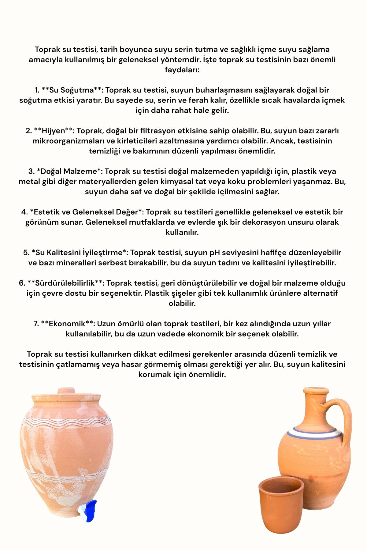 Bardaklı Toprak Su Testisi 3 LT