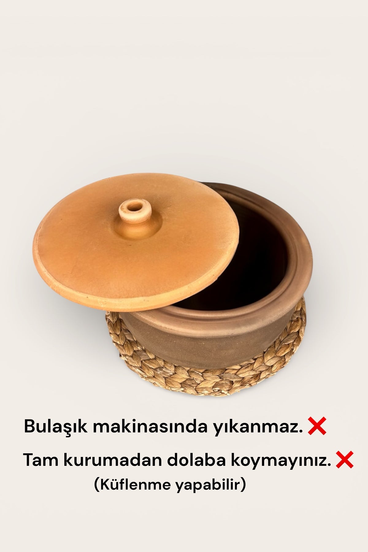 El Yapımı Doğal Toprak Ateşe Dayanıklı Çömlek Güveç Tencere Jumbo Boy 5,5-6 Litre