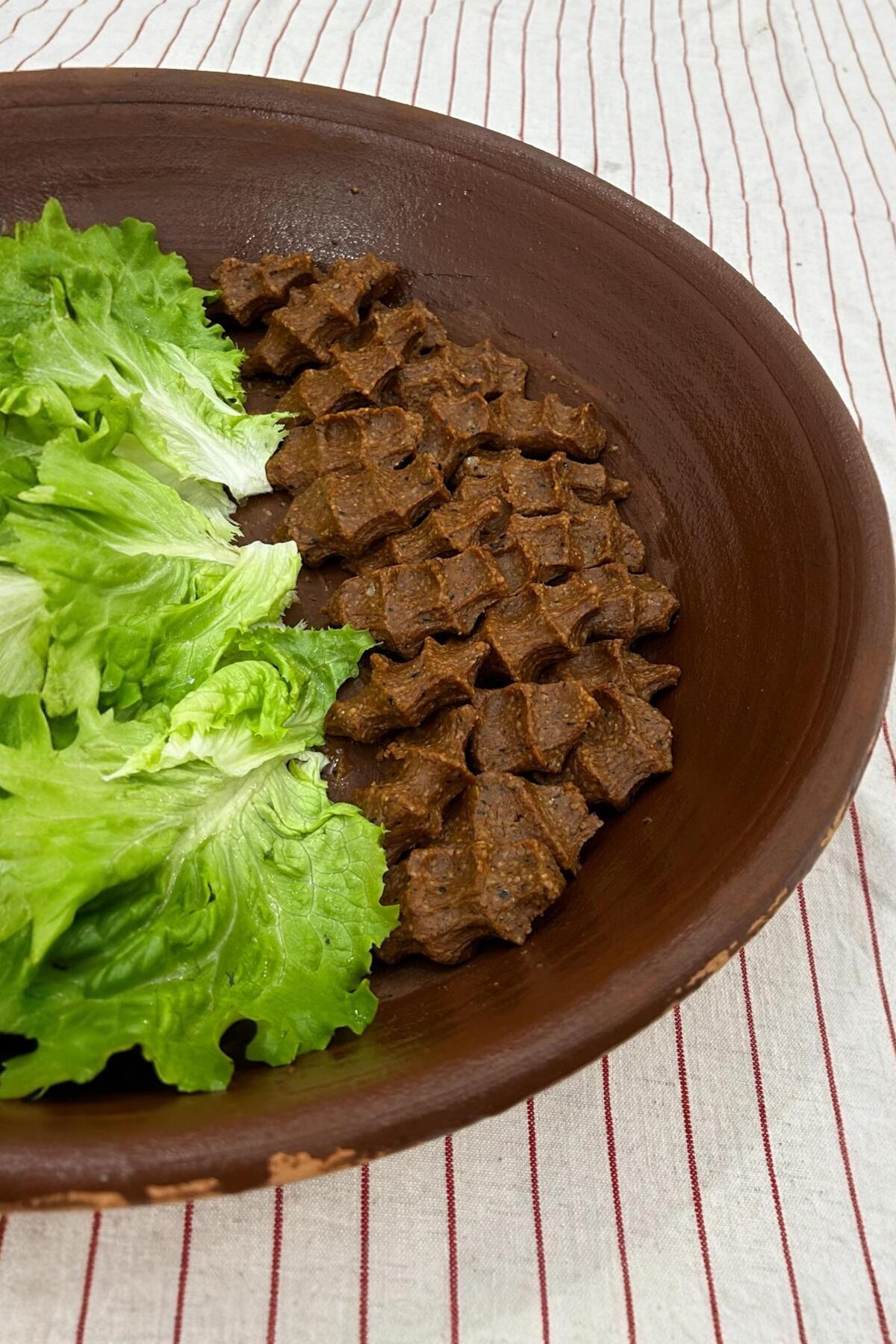 El Yapımı Toprak Çiğ Köfte Tepsisi Güveç Tava Orta Boy 40 cm Turuncu