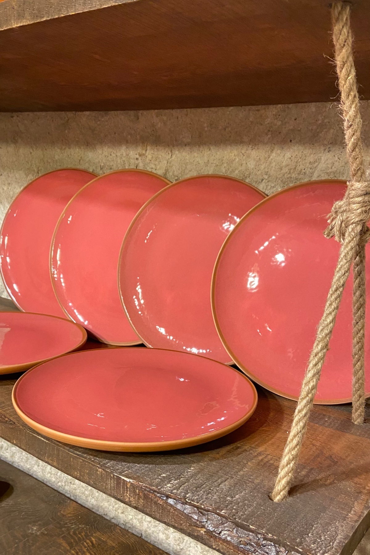6'lı Toprak Servis Tabağı  Pembe 25 Cm